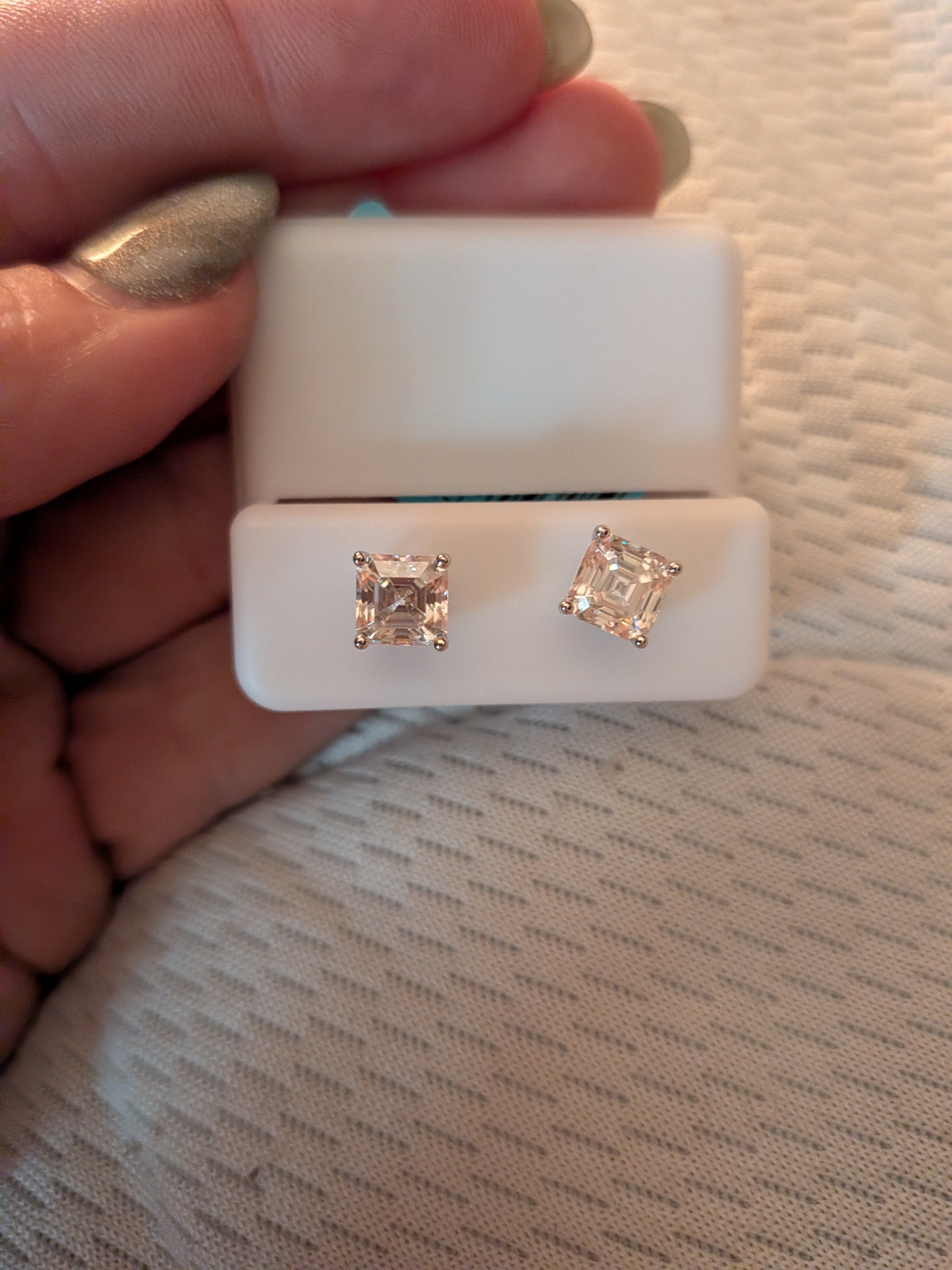 Classic Square-Cut Moissanite Sterling Silver Stud Earrings - Women Jewelry
